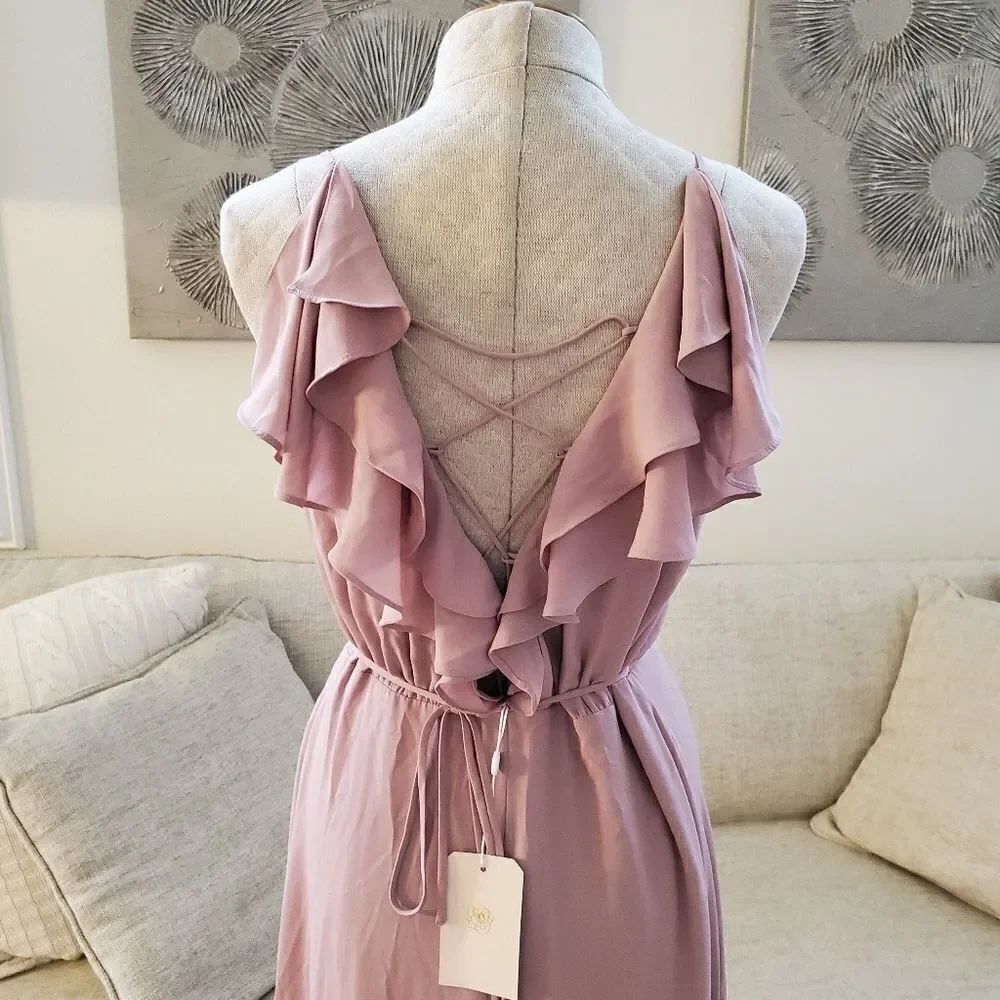 NEW Wayf Jamie Ruffle Wrap Gown Size Medium - Picture 6 of 8